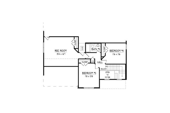 Floor Plan - Upper Floor for Traditional House Plan #424-415 - 4 bed, 3 bath