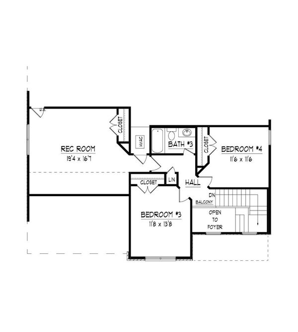 Traditional Floor Plan - Upper Floor Plan #424-415