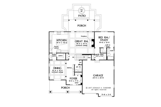 Floor Plan - Main Floor for Craftsman House Plan #929-1079 - 5 bed, 4.5 bath