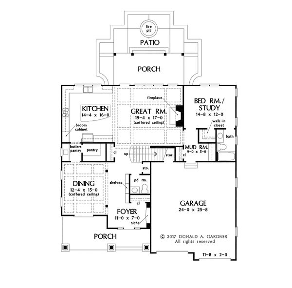 Craftsman Floor Plan - Main Floor Plan #929-1079