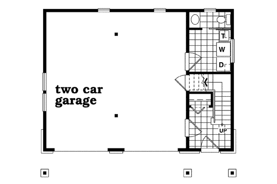 Floor Plan - Main Floor for Bungalow House Plan #47-515 - 1 bed, 1.5 bath