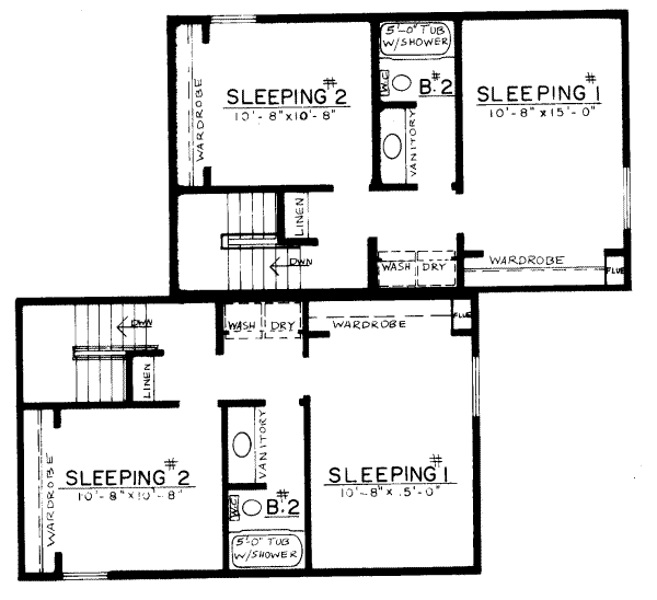 Modern Floor Plan - Upper Floor Plan #303-140