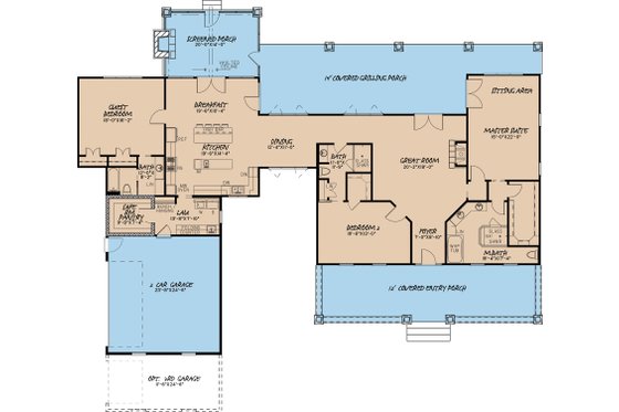Floor Plan - Main Floor for Country House Plan #17-2592 - 3 bed, 3 bath