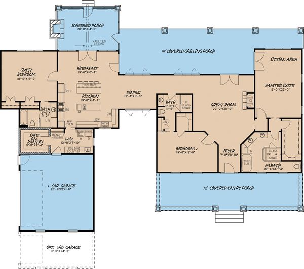House Design - Country Floor Plan - Main Floor Plan #17-2592