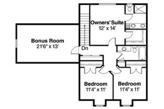 Floor Plan - Upper Floor for Craftsman House Plan #124-755 - 3 bed, 2.5 bath