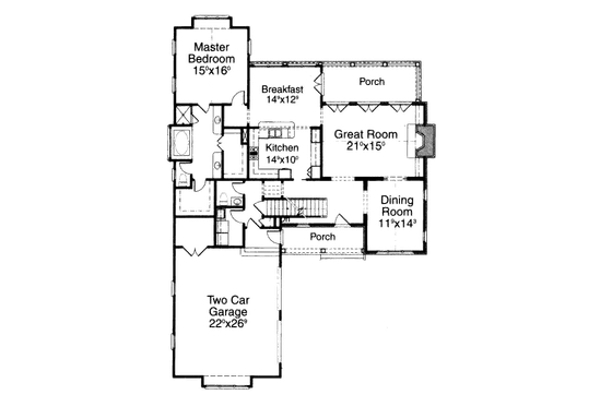Floor Plan - Main Floor for Country House Plan #429-34 - 3 bed, 2.5 bath