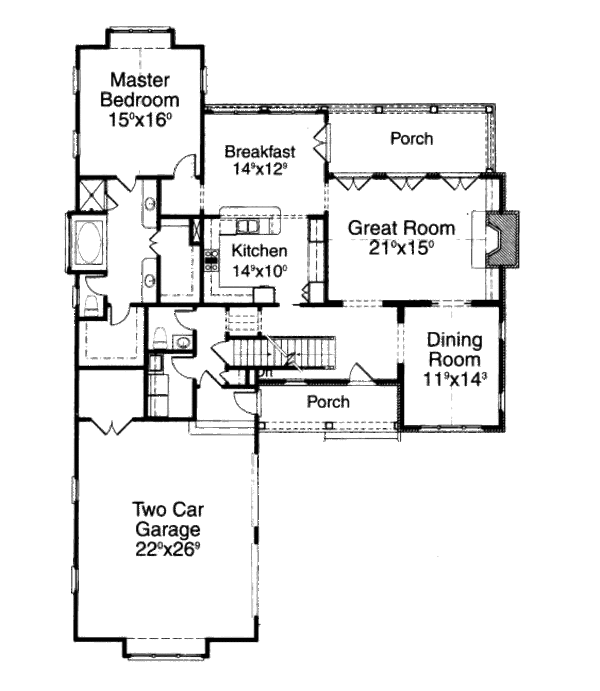 Architectural House Design - Country Floor Plan - Main Floor Plan #429-34