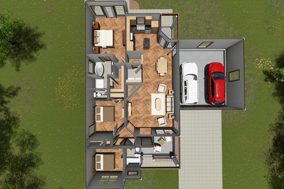 Floor Plan - Main Floor 1 House Plan #513-2073 - 3 bed, 2 bath