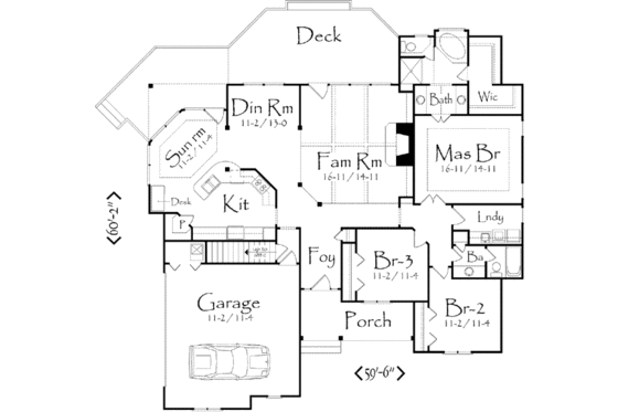Floor Plan - Main Floor 1 for Traditional House Plan #71-109 - 3 bed, 2 bath