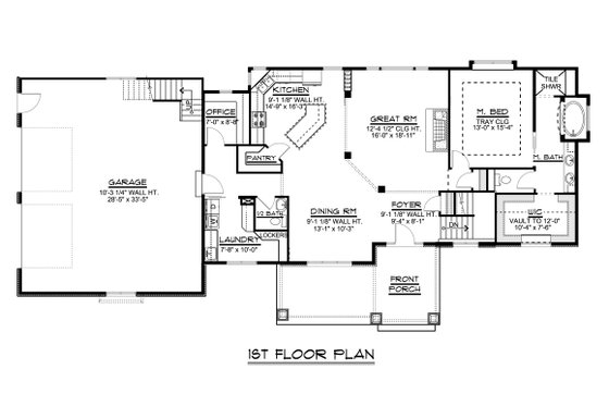 Floor Plan - Main Floor for Barndominium House Plan #1064-31 - 1 bed, 1.5 bath