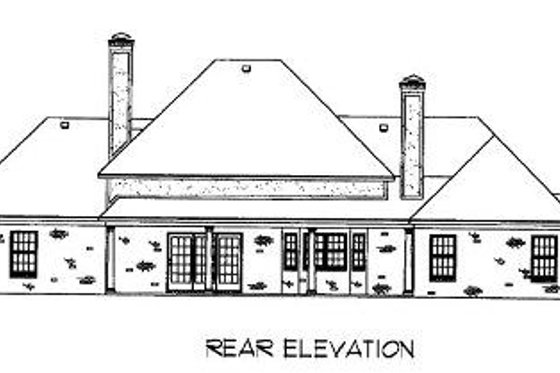 Exterior - Rear Elevation for European House Plan #16-175 - 4 bed, 3 bath
