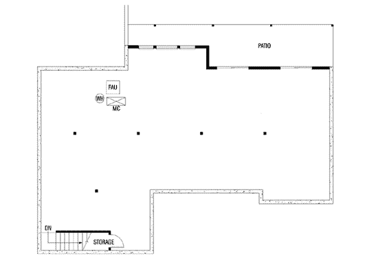 Floor Plan - Lower Floor for Ranch House Plan #60-599 - 3 bed, 2 bath