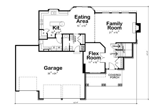 Floor Plan - Main Floor for Craftsman House Plan #20-2366 - 3 bed, 2.5 bath
