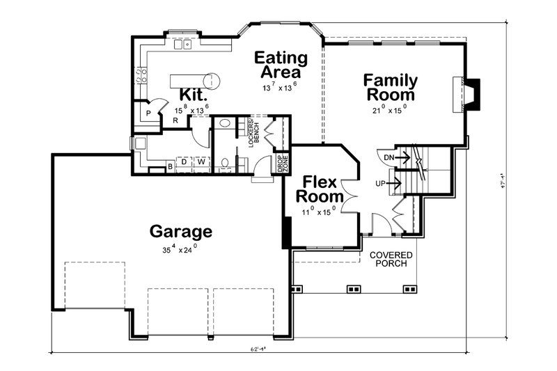 Architectural House Design - Floor Plan - Main Floor for Craftsman House Plan #20-2366 - 3 bed, 2.5 bath