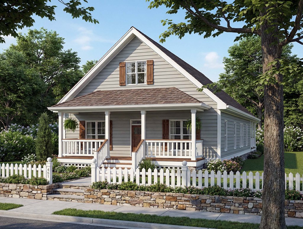 Exterior - Front Elevation 2 for Traditional House Plan #1124-1 - 3 bed, 2 bath