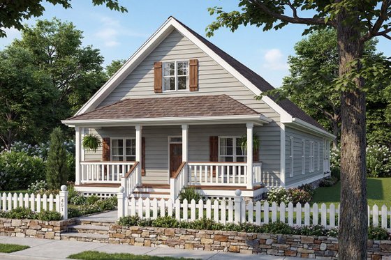 Exterior - Front Elevation for Traditional House Plan #1124-1 - 3 bed, 2 bath