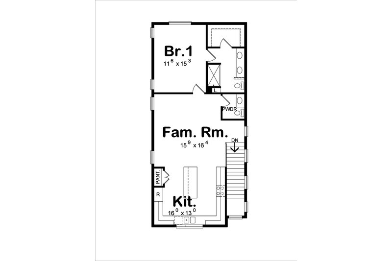 Home Plan - Floor Plan - Upper Floor for Modern House Plan #20-2565 - 2 bed, 2.5 bath