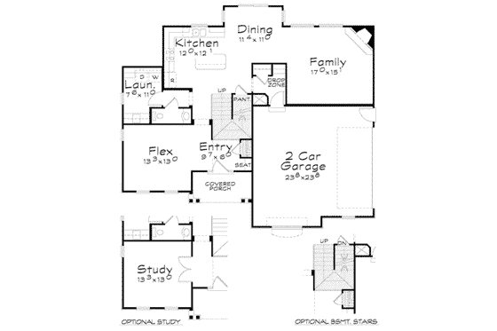 Floor Plan - Main Floor for Traditional House Plan #20-1842 - 4 bed, 3 bath