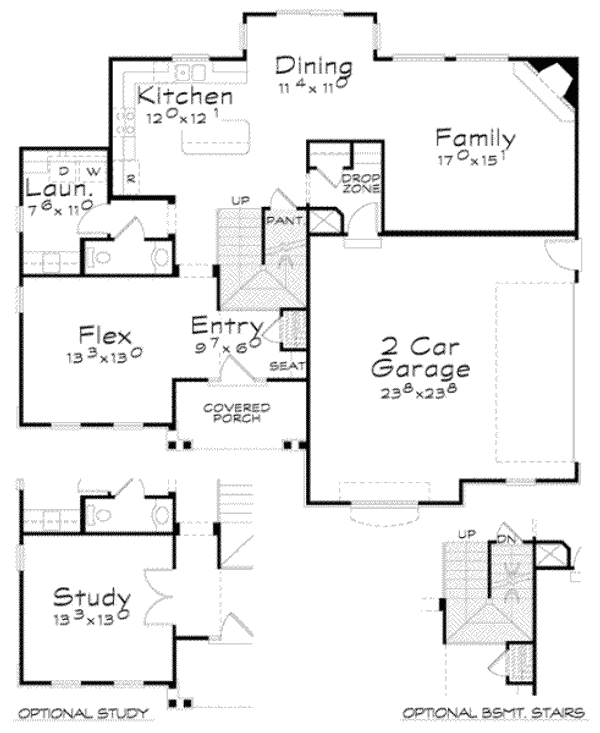 Floor Plan - Main Floor for Traditional House Plan #20-1842 - 4 bed, 3 bath