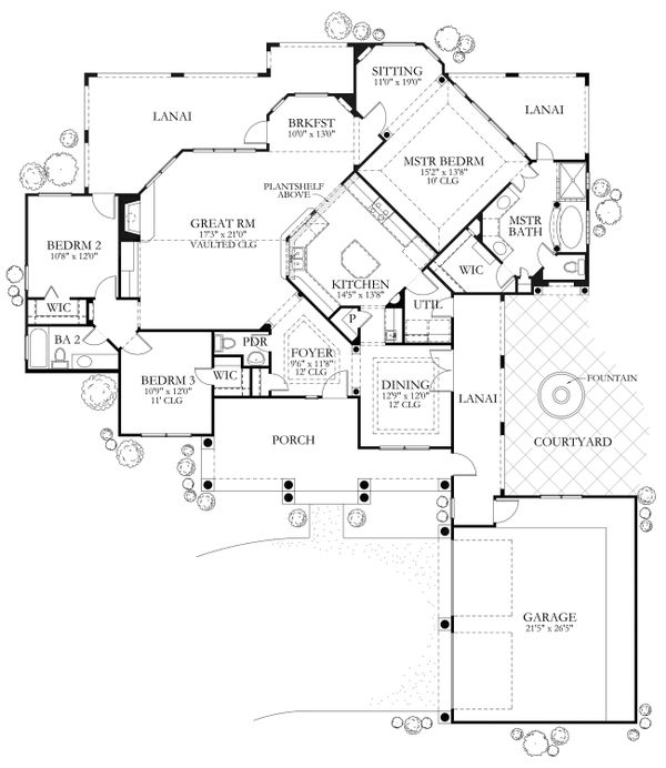Home Plan - Mediterranean Floor Plan - Main Floor Plan #80-117