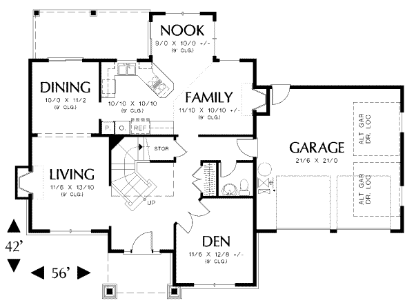 Architectural House Design - Craftsman Floor Plan - Main Floor Plan #48-162