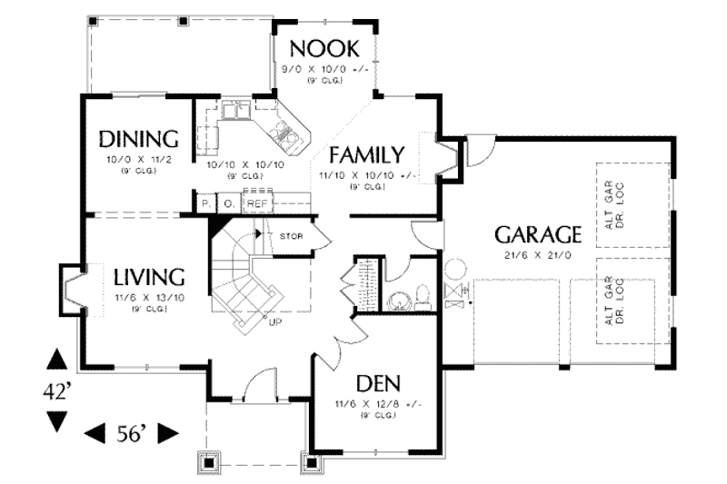 Home Plan - Floor Plan - Main Floor for Craftsman House Plan #48-162 - 5 bed, 2.5 bath
