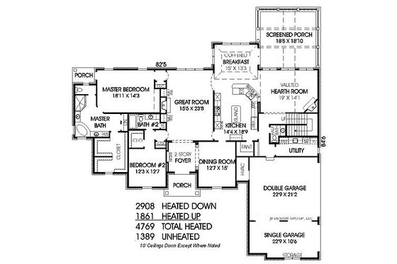 Floor Plan - Main Floor for Traditional House Plan #424-266 - 4 bed, 4.5 bath