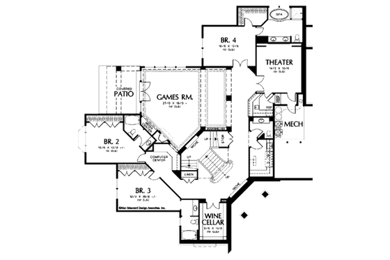 Floor Plan - Lower Floor for Craftsman House Plan #48-432 - 4 bed, 5 bath