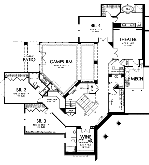 House Blueprint - Craftsman Floor Plan - Lower Floor Plan #48-432