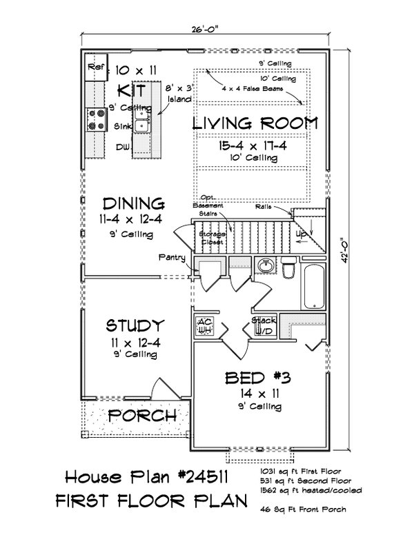 House Plan Design - Cottage Floor Plan - Main Floor Plan #513-2304