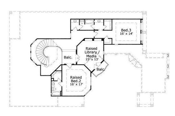 Floor Plan - Upper Floor for European House Plan #411-818 - 4 bed, 4.5 bath