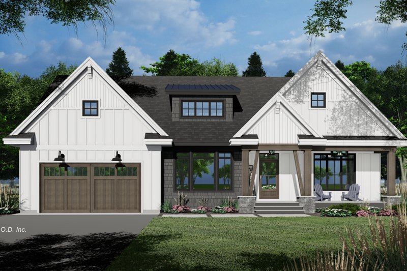 House Blueprint - Exterior - Front Elevation 3 for Ranch House Plan #51-1326 - 3 bed, 2.5 bath