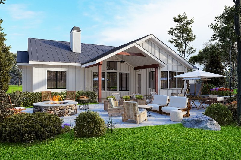 House Plan Design - Exterior - Rear Elevation for Ranch House Plan #54-553 - 3 bed, 2.5 bath