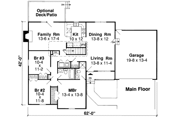 Floor Plan - Main Floor for Ranch House Plan #312-452 - 3 bed, 2 bath
