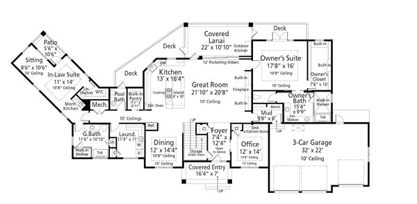 House Blueprint - Farmhouse Floor Plan - Main Floor Plan #938-129