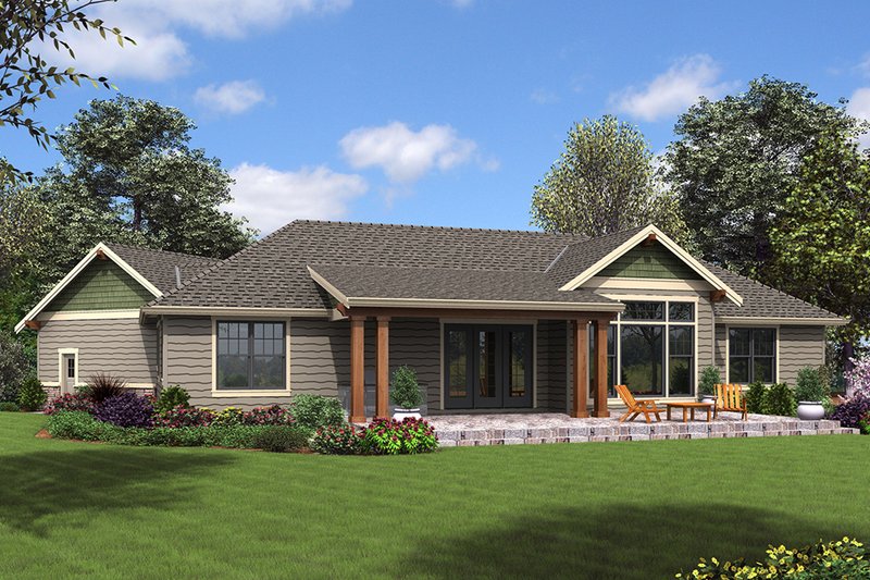 House Design - Exterior - Rear Elevation for Craftsman House Plan #48-952 - 3 bed, 2.5 bath