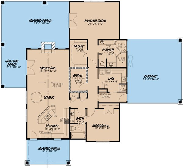 House Blueprint - Country Floor Plan - Main Floor Plan #17-3375