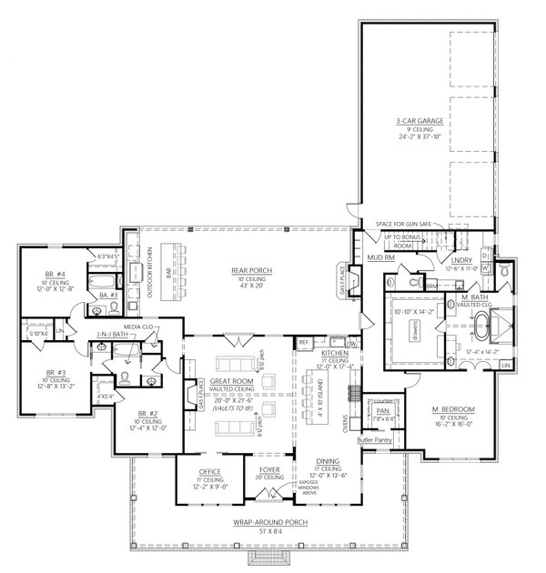 House Plan Design - Farmhouse Floor Plan - Main Floor Plan #1074-62