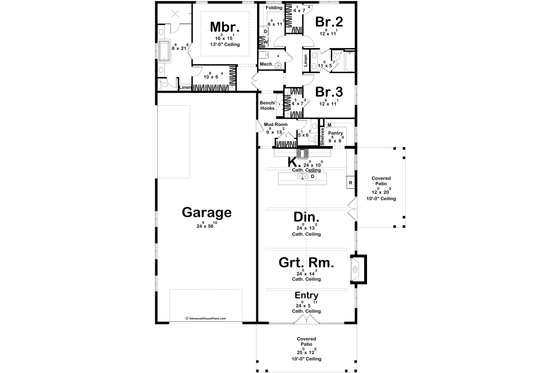 Floor Plan - Main Floor for Barndominium House Plan #455-327 - 3 bed, 2.5 bath