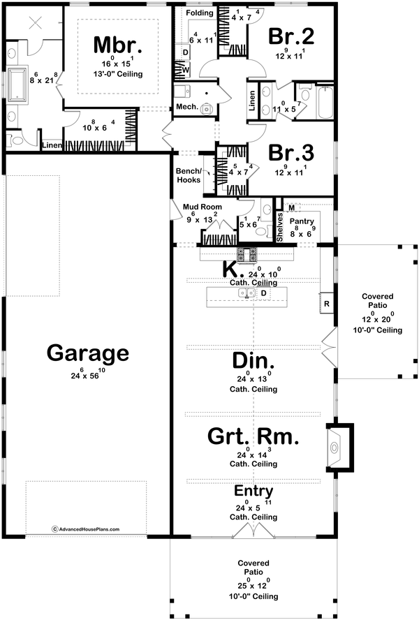 House Blueprint - Barndominium Floor Plan - Main Floor Plan #455-327