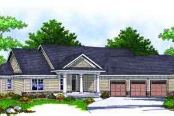 Exterior - Front Elevation for Ranch House Plan #70-672 - 2 bed, 2 bath
