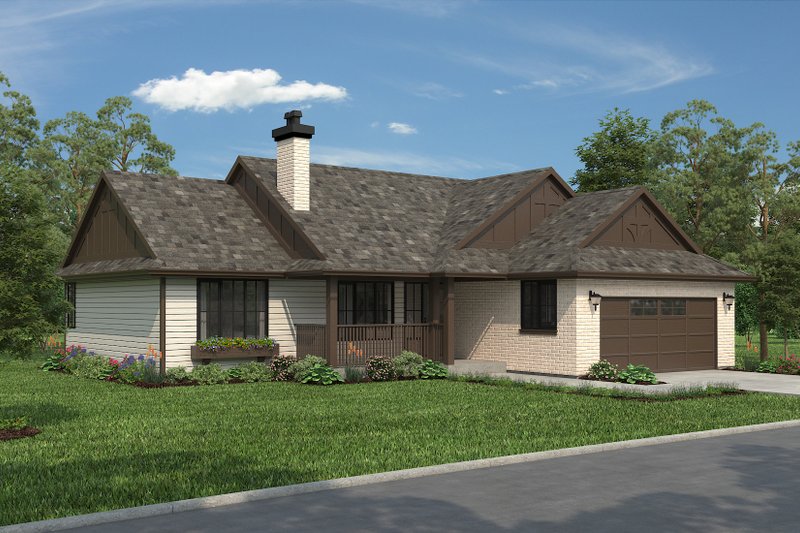 House Plan Design - Exterior - Front Elevation 5 for Ranch House Plan #18-1055 - 2 bed, 2 bath