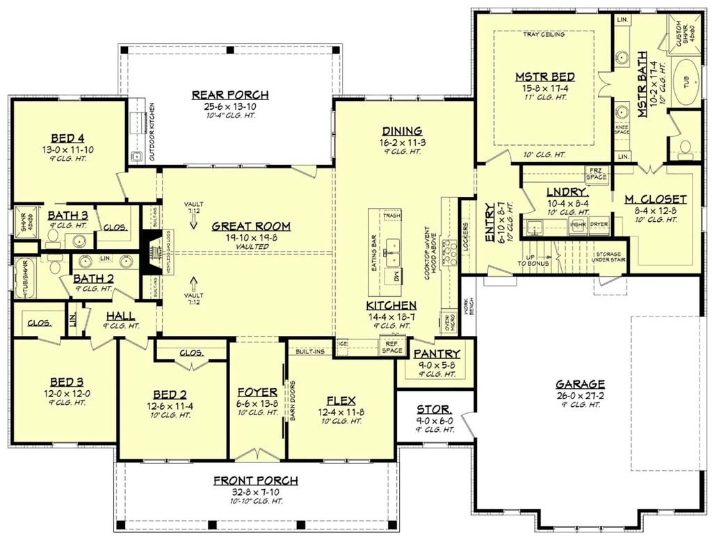 Craftsman Style House Plan 4 Beds 3, Country Craftsman House Plan With Split Bedroom Layout