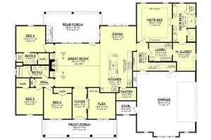 Floor Plan - Main Floor for Craftsman House Plan #430-201 - 4 bed, 3 bath