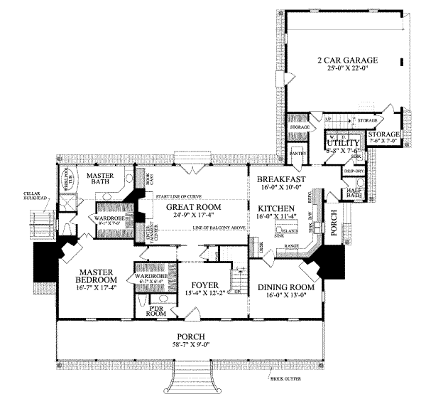 Architectural House Design - Colonial Floor Plan - Main Floor Plan #137-177