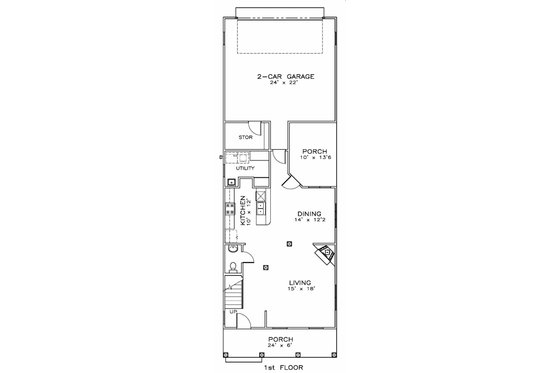 Floor Plan - Main Floor for Traditional House Plan #8-174 - 3 bed, 2.5 bath