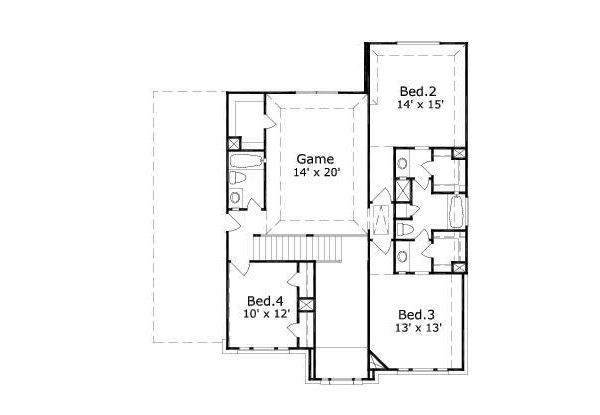 Traditional Floor Plan - Upper Floor Plan #411-222