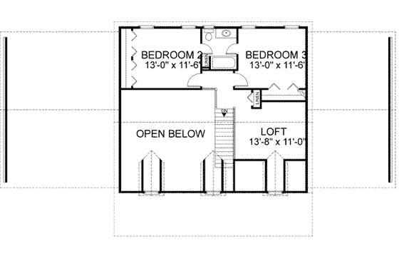 Floor Plan - Upper Floor for Southern House Plan #56-185 - 5 bed, 2.5 bath