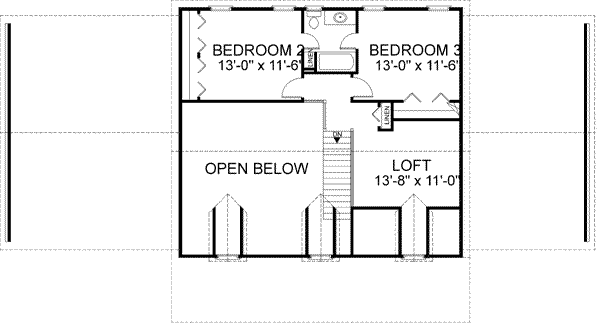 Southern Floor Plan - Upper Floor Plan #56-185