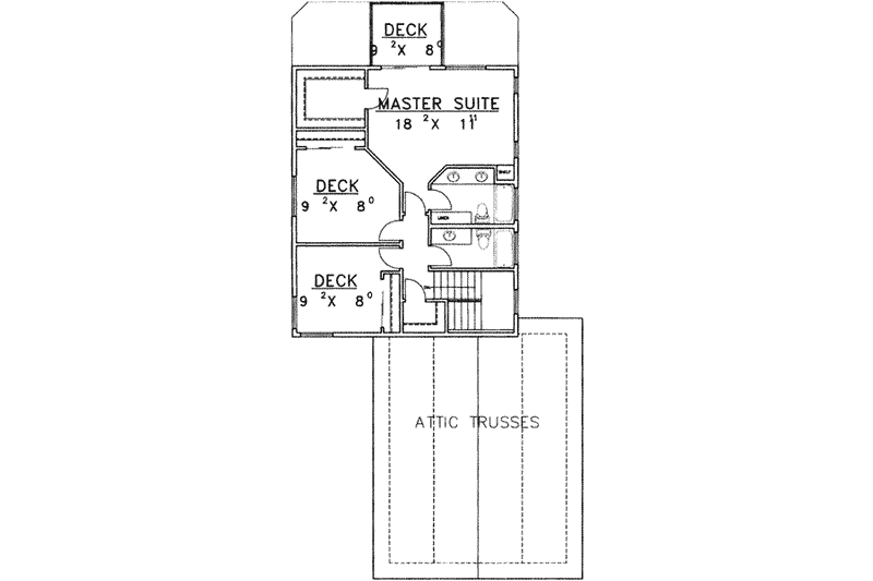Home Plan - Floor Plan - Upper Floor for Modern House Plan #117-284 - 4 bed, 3 bath